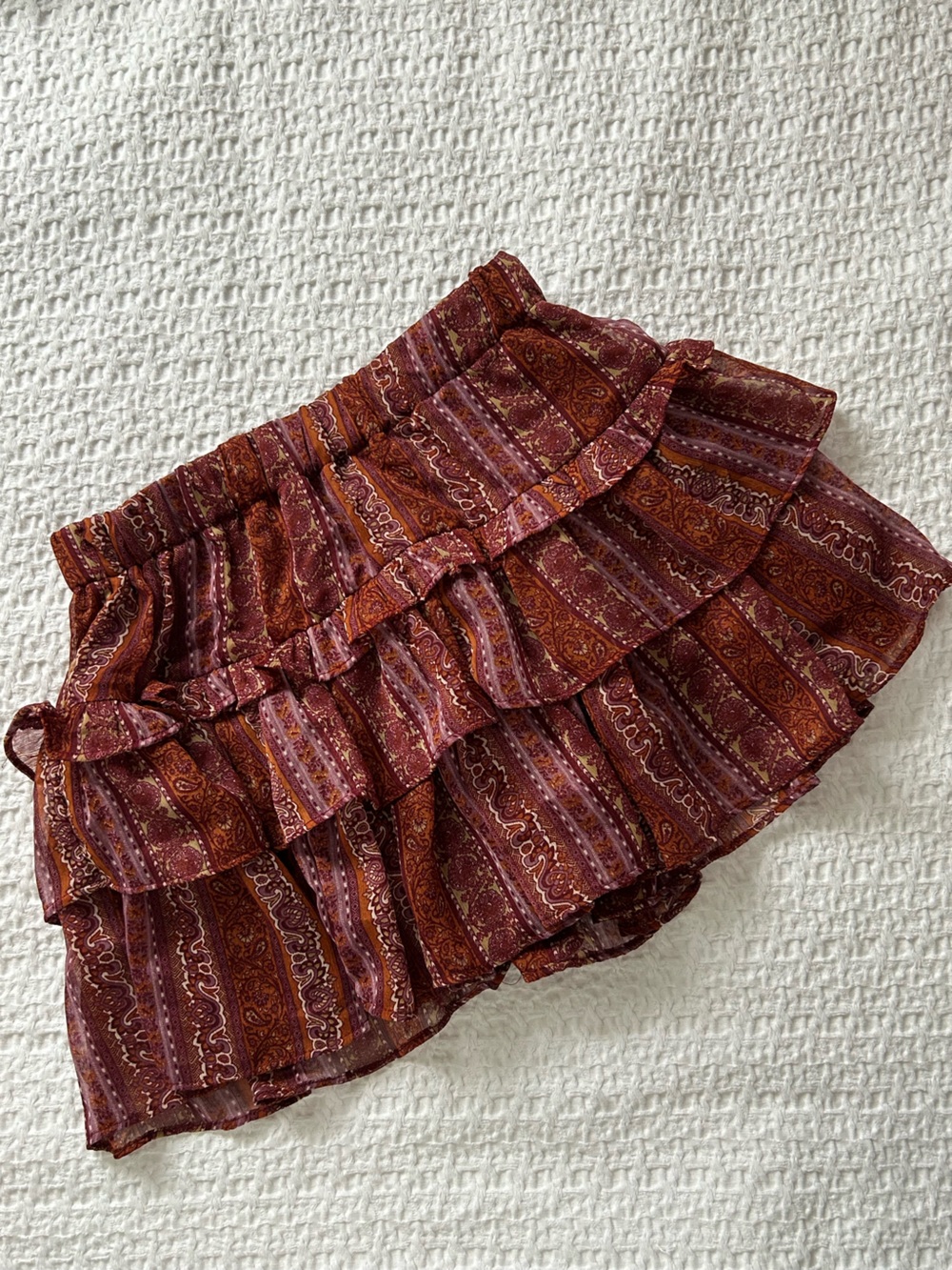 Beautiful TIERED CHIFFON MINI SKORT Mini Skirt orange/paisley